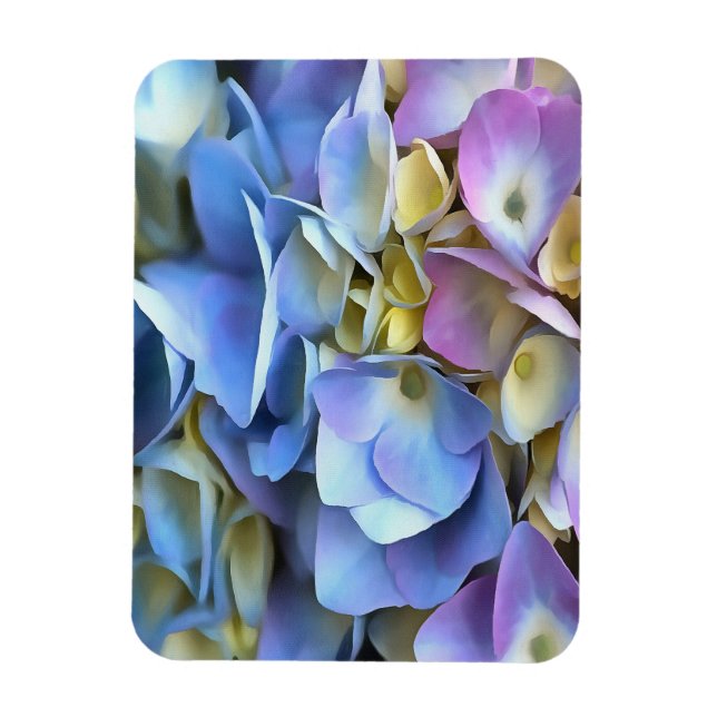 Blue Hydrangea Shrub Artistic Bossom Magnet (Vertical)