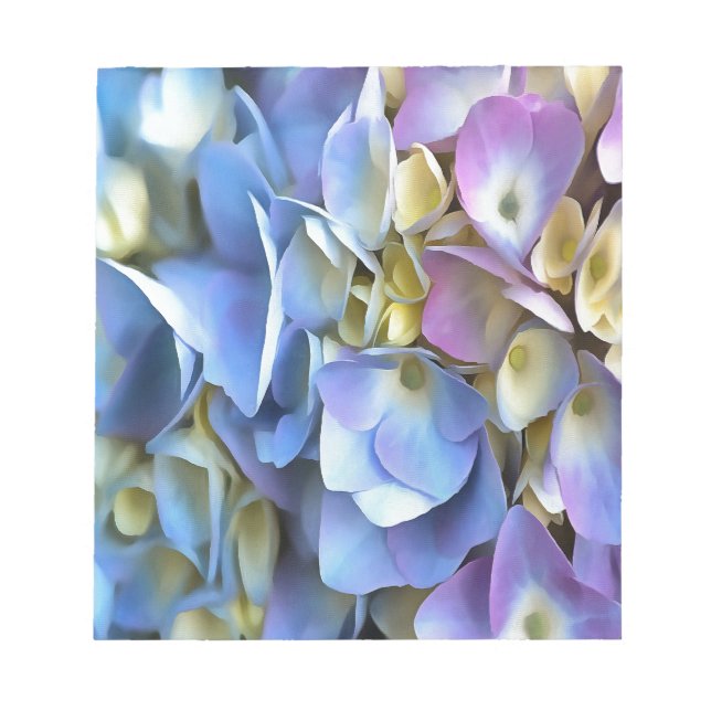 Blue Hydrangea Shrub Artistic Bossom Notepad (Front)