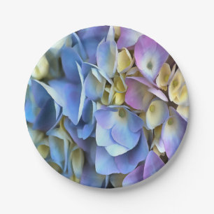 Blue Hydrangea Shrub Artistic Bossom Paper Plate