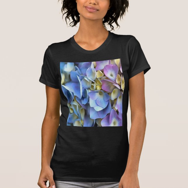 Blue Hydrangea Shrub Artistic Bossom T-Shirt (Front)