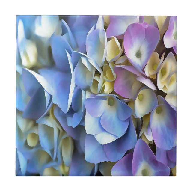 Blue Hydrangea Shrub Artistic Bossom Tile (Front)