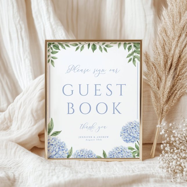 Blue Hydrangea Sign our Guestbook Wedding Poster (Creator Uploaded)