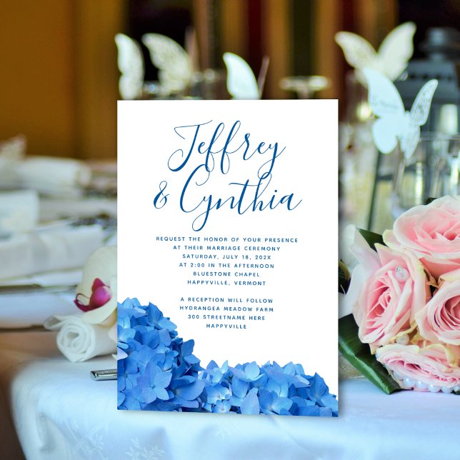 Blue Hydrangea Simple Casual Wedding Invitation (Creator Uploaded)
