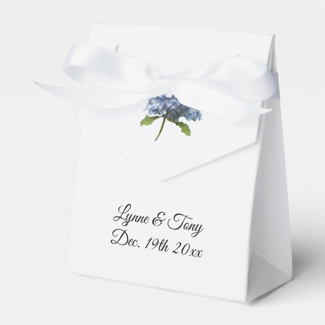 Blue Hydrangea Single Stem Theme Favour Box (Front Side)