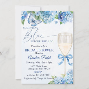 Blue Hydrangea Something Blue Bridal Shower Invitation
