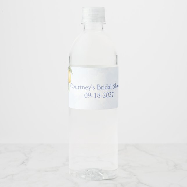 Blue Hydrangea Something Blue Bridal Shower Water Bottle Label (Front)