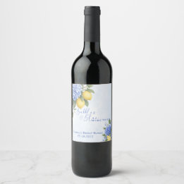 Blue Hydrangea Something Blue Bridal Shower Wine Label