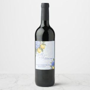 Blue Hydrangea Something Blue Bridal Shower Wine Label