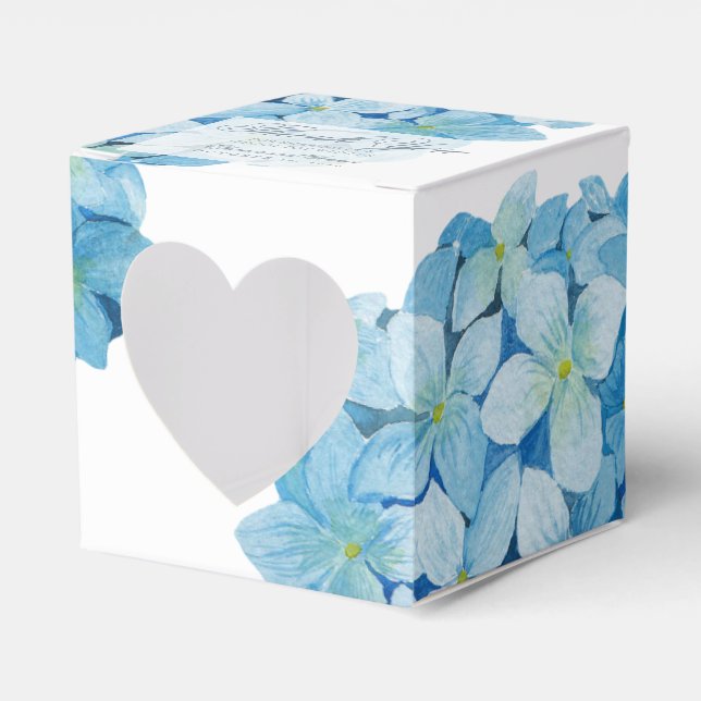 Blue Hydrangea Sophisticated Wedding Favour Box (Front Side)