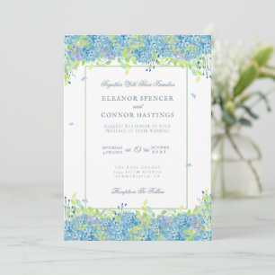 Blue Hydrangea Sophisticated Wedding Invitation