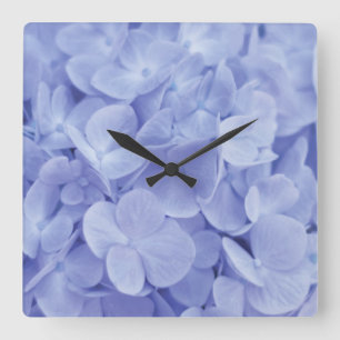 Blue Hydrangea Square Wall Clock
