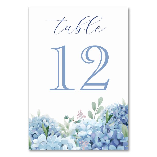 Blue Hydrangea Table Number (Front)