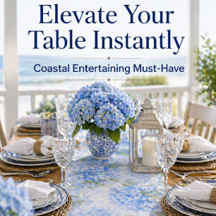 Blue Hydrangea Table Runner Coastal Entertaining