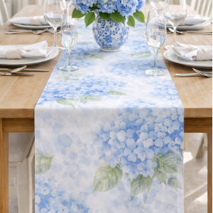 Blue Hydrangea Table Runner   Coastal Hamptons 