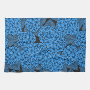 Blue hydrangea tea towel
