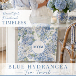 Blue Hydrangea Tea Towel MOM Gift