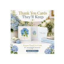 Blue Hydrangea Thank You Card Elegant Floral