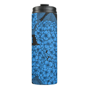 Blue hydrangea thermal tumbler