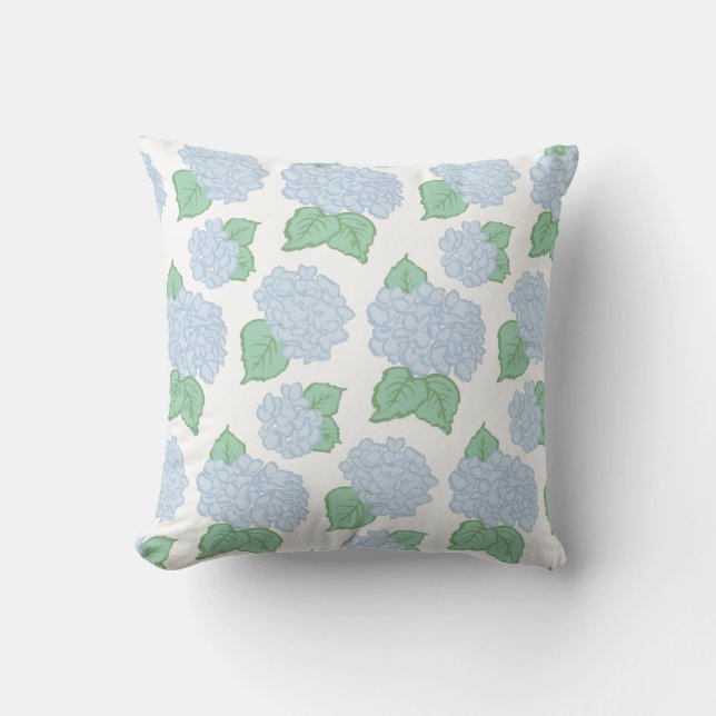 Blue Hydrangea Throw Pillow (Front)