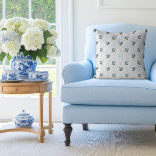 Blue Hydrangea Trellis Monogram Cushion
