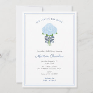 Blue Hydrangea Tying The Knot Bridal Shower Invitation