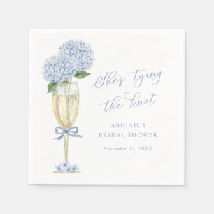 Blue Hydrangea Tying the Knot Personalized Napkin