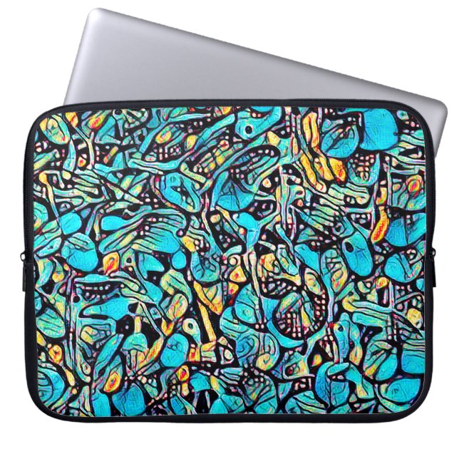 Blue Hydrangea Urban Art Pattern Laptop Sleeve (Front)