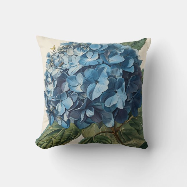 Blue Hydrangea Vintage Cushion (Front)