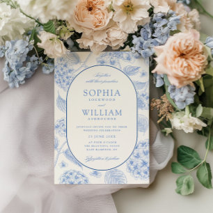 Blue Hydrangea Vintage Wedding Invitation