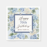 Blue Hydrangea Watercolor 70th Birthday