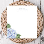 Blue Hydrangea Watercolor Bloom Personalised Notepad<br><div class="desc">This beautiful pad features a watercolor hydrangea design in blue. Add your personalisation using the template form. To change the font,  style or layout,  select the option to edit using the design tool.</div>