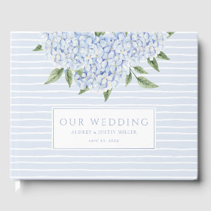 Blue Hydrangea Watercolor Blooms Custom Wedding Guest Book