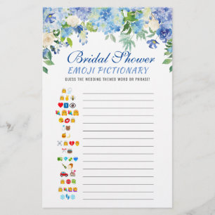 Blue Hydrangea Watercolor Bridal Shower Game