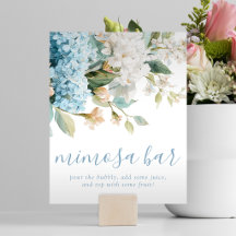 Blue Hydrangea Watercolor Bridal Shower Mimosa Bar