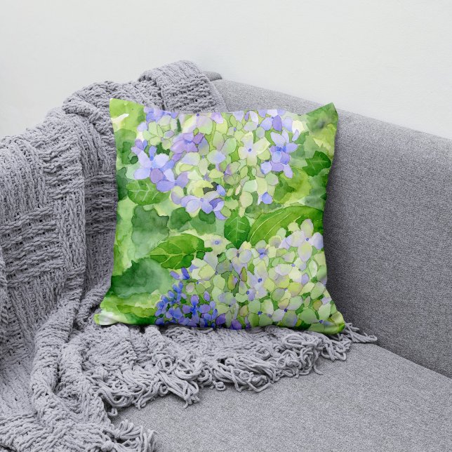 Blue Hydrangea Watercolor  Cushion (Creator Uploaded)