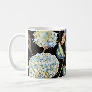 Blue Hydrangea Watercolor: Dark Seamless Pattern Coffee Mug