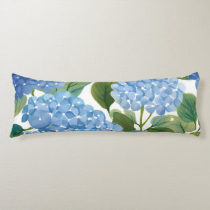 Blue Hydrangea Watercolor Floral Coastal Body Cushion