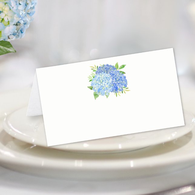 Blue Hydrangea Watercolor Floral  Place Card (Creator Uploaded)