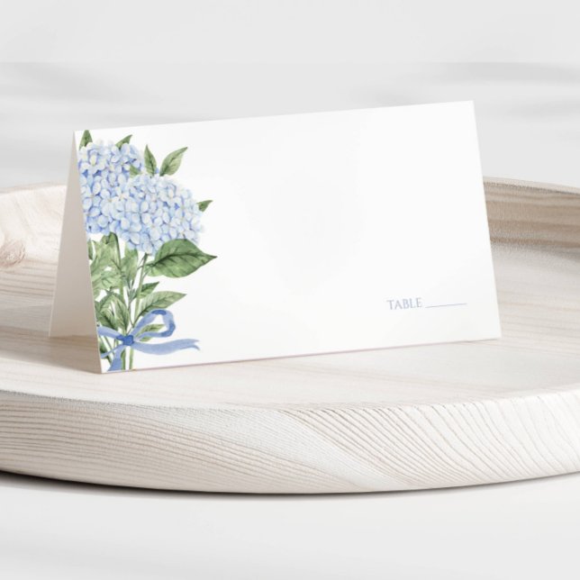 Blue Hydrangea Watercolor Flowers Wedding  Place Card (Creator Uploaded)