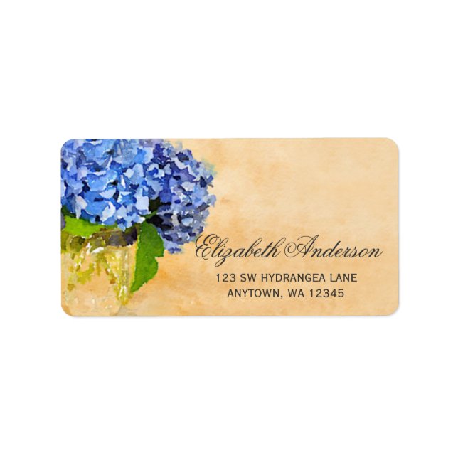Blue Hydrangea Watercolor Mason Jar Label (Front)