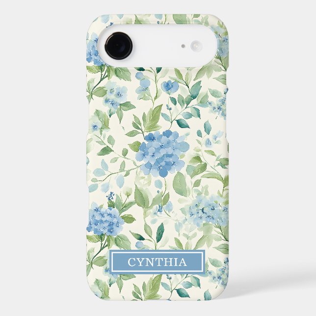 Blue Hydrangea Watercolor Monogrammed (Back)