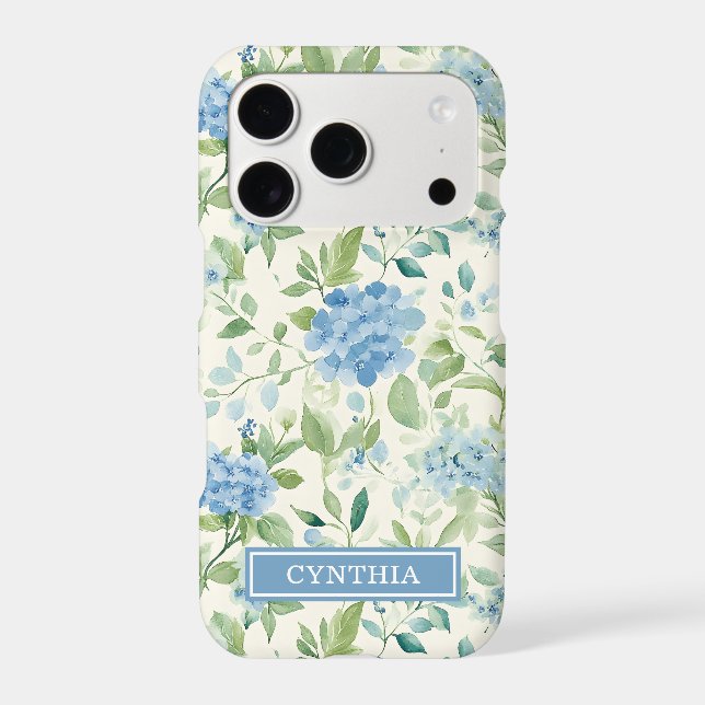 Blue Hydrangea Watercolor Monogrammed (Back)
