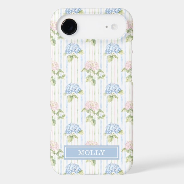 Blue Hydrangea Watercolor Striped Personalised (Back)