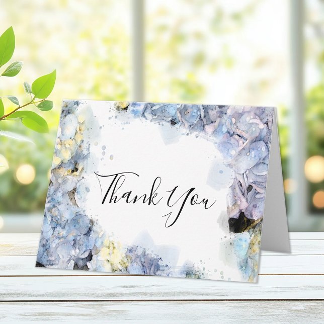 Blue Hydrangea Watercolor Sympathy Thank You Card (Creator Uploaded)