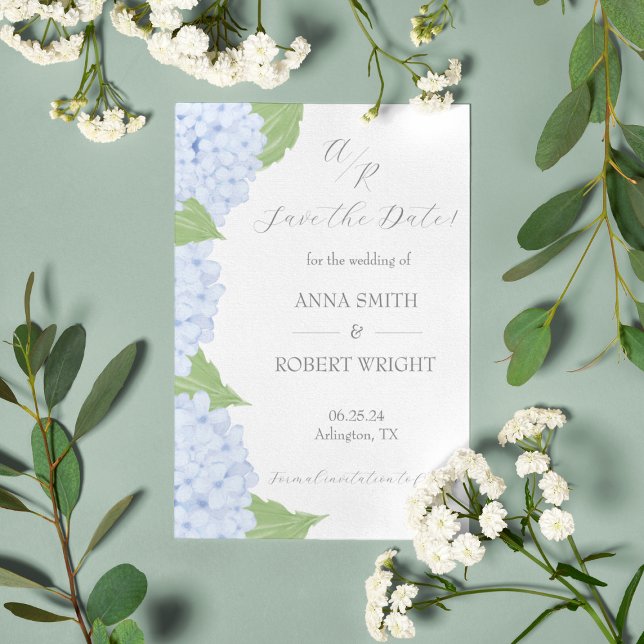 Blue Hydrangea Watercolor Wedding Announcement Postcard (Creator Uploaded)