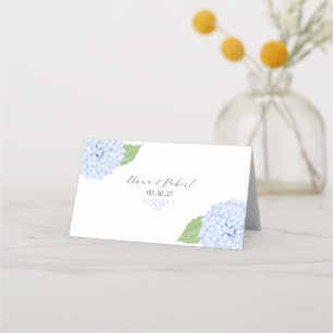 Blue Hydrangea Watercolor Wedding Place Card