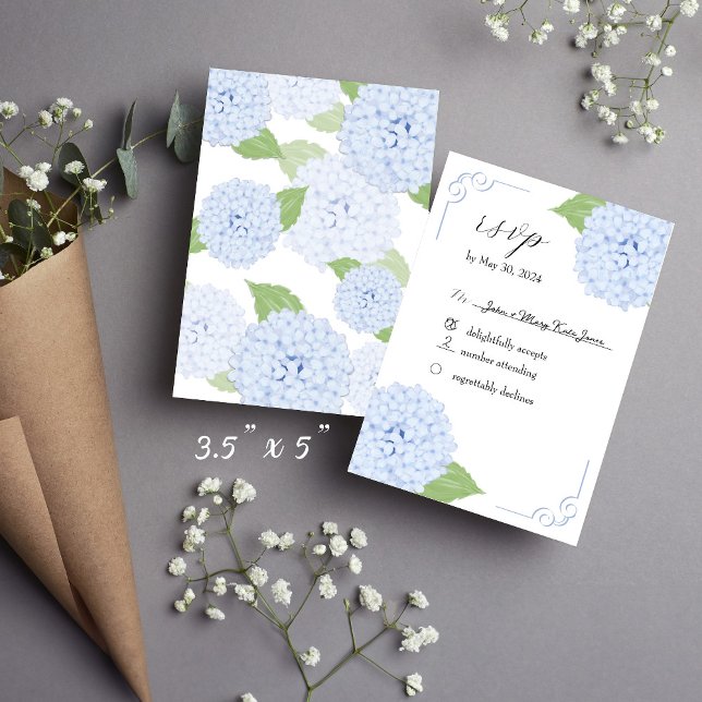 Blue Hydrangea Watercolor Wedding Response Card (Creator Uploaded)