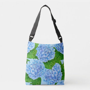 Blue hydrangea waterolor pattern crossbody bag