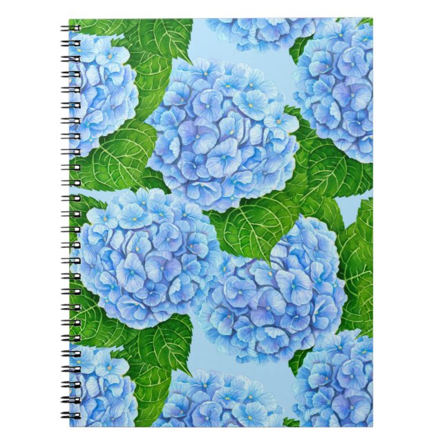 Blue hydrangea waterolor pattern notebook (Front)
