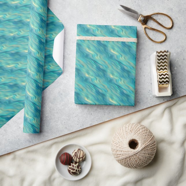 Blue Hydrangea Wavy Texture Wrapping Paper (Crafts)